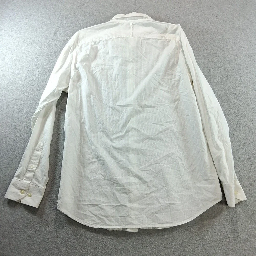 Banana Republic Button Down Mens L White Classic Fit Embroidered Floral Stripe